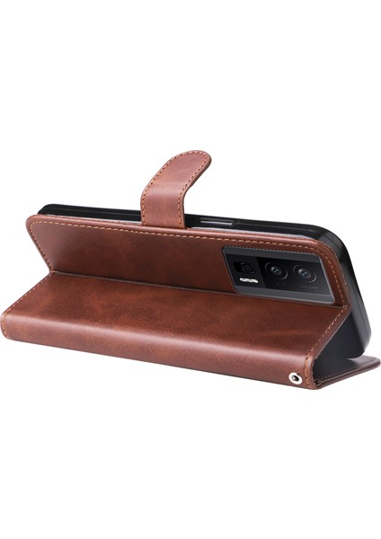 Xiaomi Poco F5 Pro 5g/redmi K60 Pro 5G/K60 5g Fermuarı Cep Telefon Kılıf Buzağı Dokusu Pu Deri Deri Stand Cüzdan Kapak Kahverengi (Yurt Dışından) indirimleri