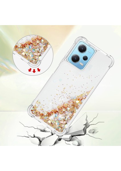 Xiaomi Redmi Için Not 12 4g Glitter Akan Sıvı Kılıf Yumuşak Tpu Şok Geçirmez Telefon Kapak-Altın/kalpler (Yurt Dışından) fırsatları