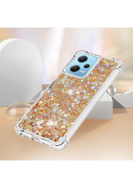 Xiaomi Redmi Için Not 12 4g Glitter Akan Sıvı Kılıf Yumuşak Tpu Şok Geçirmez Telefon Kapak-Altın/kalpler (Yurt Dışından) indirimleri