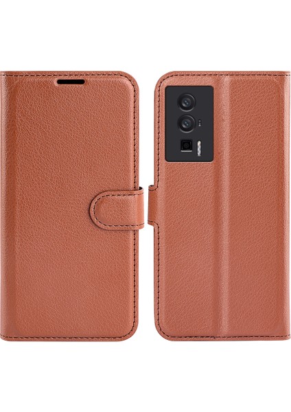 Xiaomi Poco F5 Pro 5g/redmi K60 Pro 5G/K60 5g Litchi Doku Pu Deri Cüzdan Şok Geçirmez Telefon Kapak-Kahverengi (Yurt Dışından)