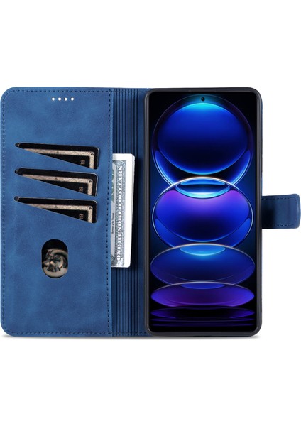 Xiaomi Redmi Için Note 12 Pro 5g/note 12 Pro Speed ​​5g/poco X5 Pro 5g Telefon Kılıfı Pu Deri Cüzdan Stand Flip Folio Koruyucu Kapak Blue (Yurt Dışından) modelleri