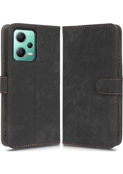 Xiaomi Redmi Için Note 12 5g (Global)/(Hindistan)/(Çin)/poco X5 5g Tam Kapsam Rfıd Engelleme Deri Telefon Kılıf Stand Cüzdan Telefon Kabuk Black (Yurt Dışından)