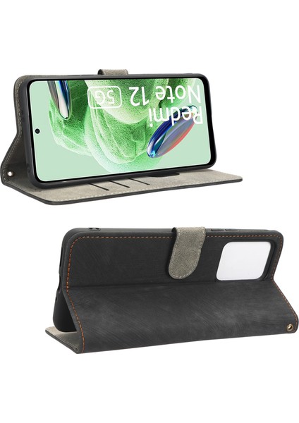 Xiaomi Redmi Için Note 12 5g (Global)/(Hindistan)/(Çin)/poco X5 5g Tam Kapsam Rfıd Engelleme Deri Telefon Kılıf Stand Cüzdan Telefon Kabuk Black (Yurt Dışından)