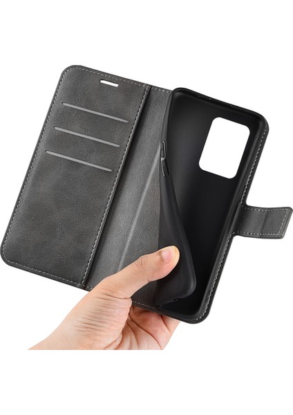 Xiaomi Redmi Için Note 12 Pro 5g/note 12 Pro Speed ​​5g/poco X5 Pro 5g Cep Telefonu Kılıf Buzağı Doku Stand Cüzdan Flip Kapak Grey (Yurt Dışından) fırsatları