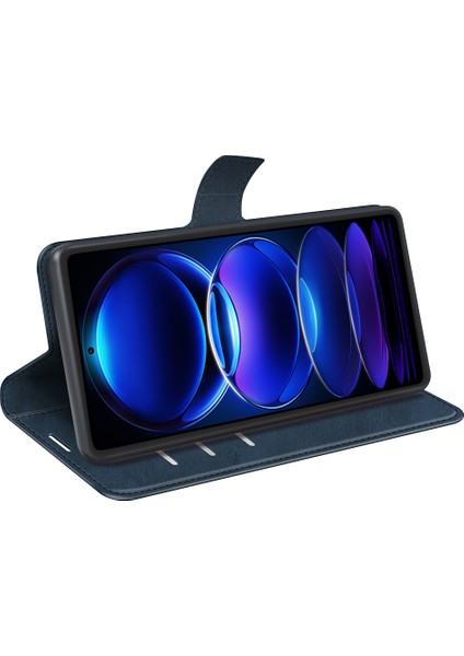 Xiaomi Redmi Için Note 12 Pro 5g/note 12 Pro Speed ​​5g/poco X5 Pro 5g Cep Telefon Kılıf Buzağı Doku Stand Cüzdan Flip Kapak Mavisi (Yurt Dışından) modelleri