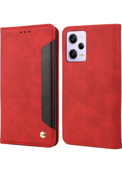 Xiaomi Redmi Için Note 12 Pro 5g/note 12 Pro Speed ​​5g/poco X5 Pro 5g Telefon Deri Kılıf Cüzdan Telefon Stand Kapak-Kırmızı (Yurt Dışından)