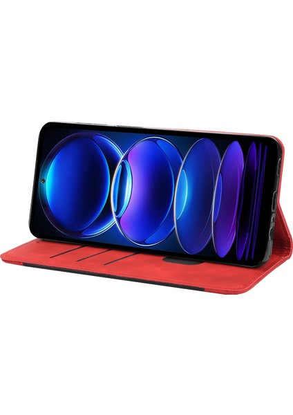 Xiaomi Redmi Için Note 12 Pro 5g/note 12 Pro Speed ​​5g/poco X5 Pro 5g Telefon Deri Kılıf Cüzdan Telefon Stand Kapak-Kırmızı (Yurt Dışından) modelleri
