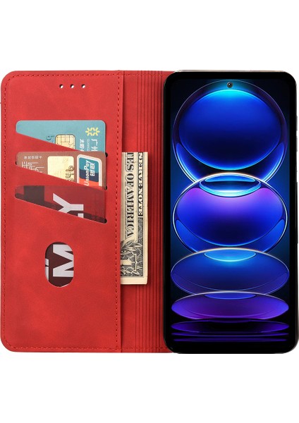 Xiaomi Redmi Için Note 12 Pro 5g/note 12 Pro Speed ​​5g/poco X5 Pro 5g Telefon Deri Kılıf Cüzdan Telefon Stand Kapak-Kırmızı (Yurt Dışından) fırsatları