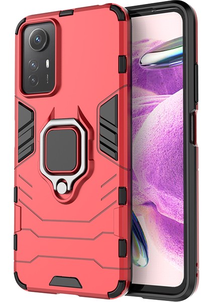 Xiaomi Için Redmi Note 12S 4g Kickstand Cep Telefon Kılıfı Yumuşak Tpu Sabit Pc Cep Telefonu Kapak-Kırmızı (Yurt Dışından)