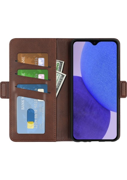 Xiaomi Için Redmi A1+ 4g/a2+ 4g/poco C50 4g Buzağı Doku Standı Pu Pu Deri Deri Çift Manyetik Toka Cüzdan Damla Geçirmez Telefon Kapak-Kahverengi (Yurt Dışından) fiyatları