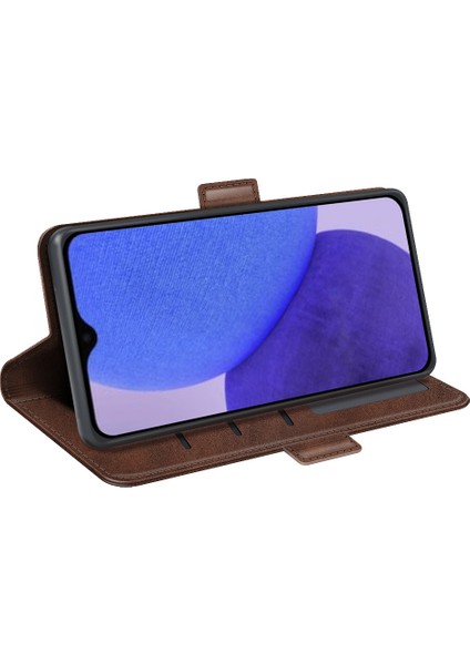 Xiaomi Için Redmi A1+ 4g/a2+ 4g/poco C50 4g Buzağı Doku Standı Pu Pu Deri Deri Çift Manyetik Toka Cüzdan Damla Geçirmez Telefon Kapak-Kahverengi (Yurt Dışından) modelleri