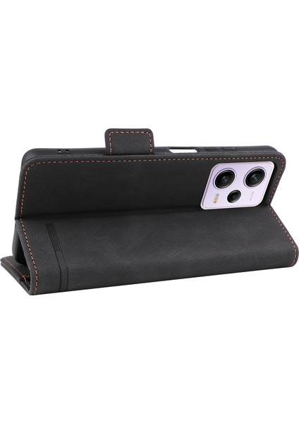 Xiaomi Redmi Için Note 12 Pro 5g/note 12 Pro Hız 5g/poco X5 Pro 5g Pu Derek Anti Dalgalı Kılıf Donanım Dekoru Çift Manyetik Toka Cüzdan Stand Telefon Kapağı Black (Yurt Dışından) fırsatları