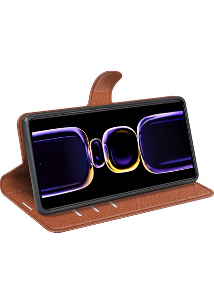 Xiaomi Poco F5 Pro 5g/redmi K60 Pro 5G/K60 5g Litchi Doku Pu Deri Cüzdan Şok Geçirmez Telefon Kapak-Kahverengi (Yurt Dışından) fırsatları