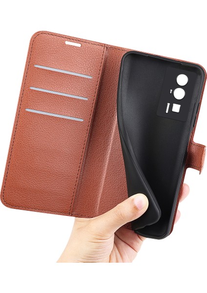 Xiaomi Poco F5 Pro 5g/redmi K60 Pro 5G/K60 5g Litchi Doku Pu Deri Cüzdan Şok Geçirmez Telefon Kapak-Kahverengi (Yurt Dışından) indirimleri