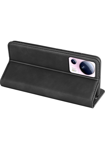 Xiaomi 13 Lite/civi 2 5g Cilt Deri Deri Cüzdan Telefon Kılıfı Flip Stand Koruyucu Kapak Black (Yurt Dışından) fırsatları