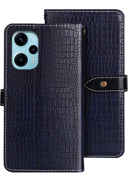 Xiaomi Için Redmi Note 12 Turbo/poco F5 5g Deri Telefon Kılıf Cüzdan Timsah Doku Stand Telefon Kapak-Mavisi (Yurt Dışından)