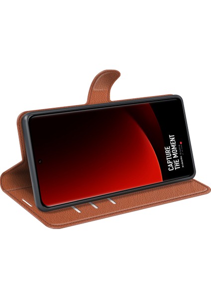 Xiaomi Için Stand Kılıfı 13 Ultra Kazık Kanıtı Litchi Doku Cüzdan Folio Flip Pu Deri Telefon Kapak Kahverengi (Yurt Dışından) modelleri