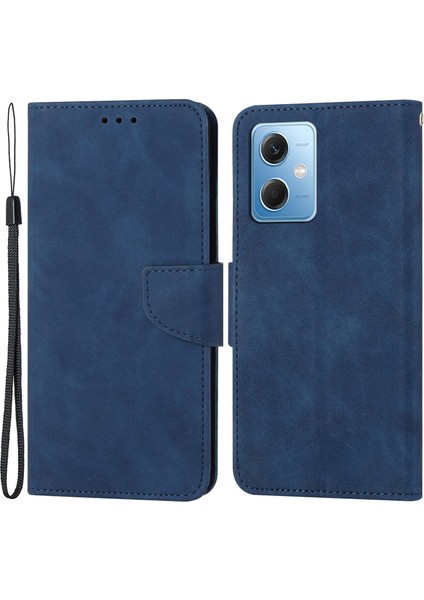 Xiaomi Için Redmi Note 12 5g (Global)/(Hindistan)/(Çin)/poco X5 5g Düz Renkli Deri Telefon Kasası Cüzdan Standı Anti-Damla Kapak Mavisi (Yurt Dışından)