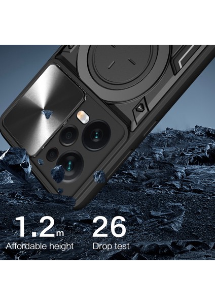 Xiaomi Redmi Için Koruyucu Kılıf Not 12 Pro 5g/note 12 Pro Speed ​​5g/poco X5 Pro 5g, Slayt Kamera Lid Pc+Tpu Kickstand Telefon Kapak Black (Yurt Dışından) modelleri