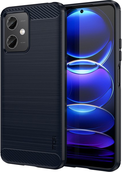 Xiaomi Redmi Için Note 12 5g (Global)/(Hindistan)/(Çin)/poco X5 5g Kıvrık Karbon Fiber Fırçalı Telefon Kılıfı Yumuşak Tpu Telefon Arka Kapak Mavisi (Yurt Dışından)