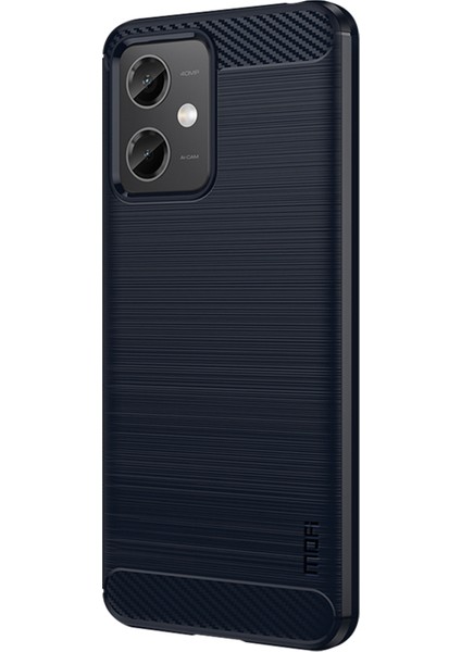 Xiaomi Redmi Için Note 12 5g (Global)/(Hindistan)/(Çin)/poco X5 5g Kıvrık Karbon Fiber Fırçalı Telefon Kılıfı Yumuşak Tpu Telefon Arka Kapak Mavisi (Yurt Dışından)