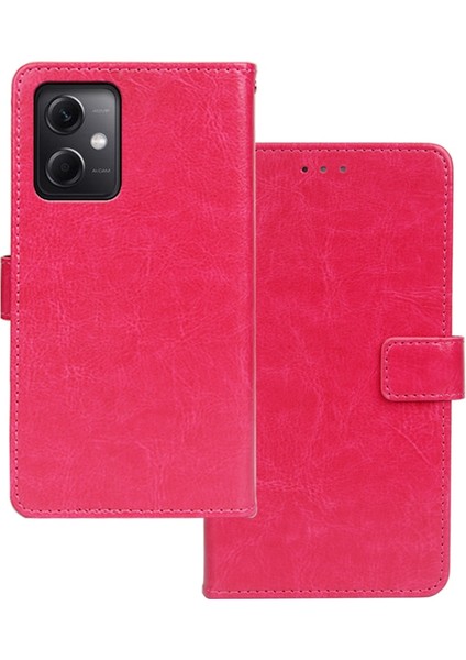 Xiaomi Redmi Için Note 12 5g (Global)/(Hindistan)/poco X5 5g Çılgın At Dokusu Pu Deri Telefon Kılıfı Cüzdan Manyetik Kapatma Stand Fonksiyon Folio Kapak-Rose (Yurt Dışından)