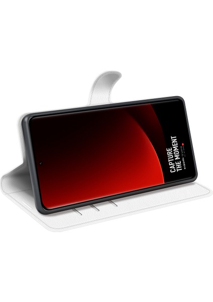 Xiaomi Için Stand Kılıfı 13 Ultra Kazık Kanıtı Litchi Doku Cüzdan Folio Flip Pu Deri Telefon Kapak-Beyaz (Yurt Dışından) modelleri