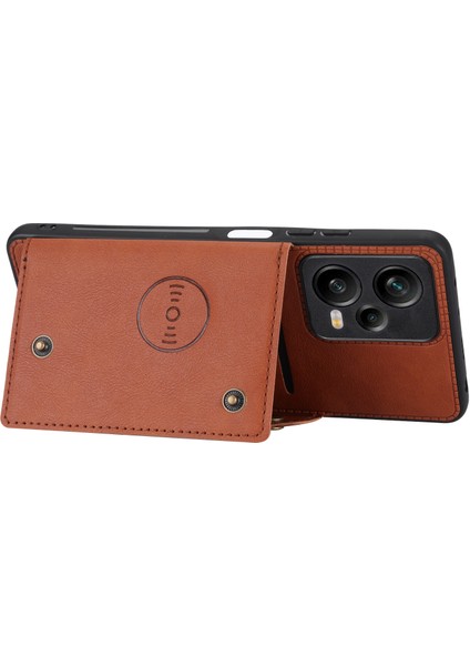 Xiaomi Için Poco X5 5g/redmi Note 12 5g (Global)/(Hindistan)/(Çin) Kickstand Telefon Kılıfı Tutucu Pu Deri Kaplamalı Tpu Kapak-Işık Kahverengi (Yurt Dışından)