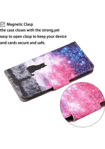 Xiaomi Için Redmi Note 12 5g (Global)/(Hindistan)/(Çin)/poco X5 5g Pu Deri Desen Baskı Telefon Kılıfı Stand-Starry Gökyüzü/kedi (Yurt Dışından)