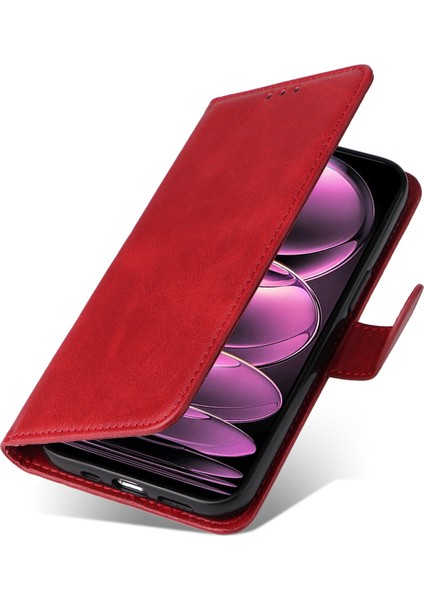 Xiaomi Redmi Için Note 12 Pro 5g /note 12 Pro Speed ​​5g /poco X5 Pro 5g Buzağı Dokusu Pu Deri Kılıf Stand Cüzdan Telefon Koruyucu Kapak Kayış Kırmızısı (Yurt Dışından) indirimleri