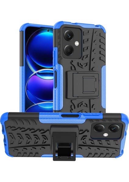Xiaomi Redmi Için Note 12 5g (Global)/(Hindistan)/(Çin)/poco X5 5g Çarpışmaya Dayanıklı Lastik Desen Kickstand Case Pc+Tpu Sağlam Hibrid Telefon Kapak Mavisi (Yurt Dışından)