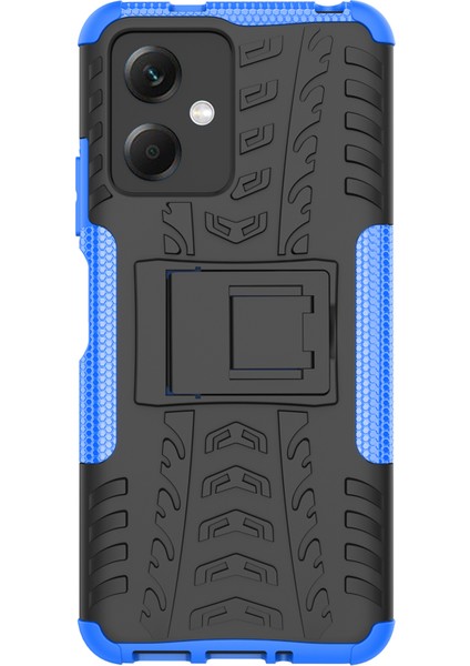Xiaomi Redmi Için Note 12 5g (Global)/(Hindistan)/(Çin)/poco X5 5g Çarpışmaya Dayanıklı Lastik Desen Kickstand Case Pc+Tpu Sağlam Hibrid Telefon Kapak Mavisi (Yurt Dışından)