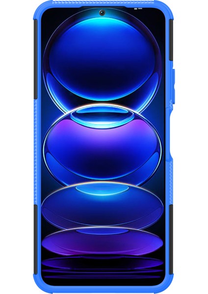 Xiaomi Redmi Için Note 12 5g (Global)/(Hindistan)/(Çin)/poco X5 5g Çarpışmaya Dayanıklı Lastik Desen Kickstand Case Pc+Tpu Sağlam Hibrid Telefon Kapak Mavisi (Yurt Dışından)