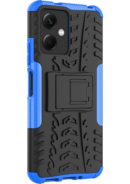 Xiaomi Redmi Için Note 12 5g (Global)/(Hindistan)/(Çin)/poco X5 5g Çarpışmaya Dayanıklı Lastik Desen Kickstand Case Pc+Tpu Sağlam Hibrid Telefon Kapak Mavisi (Yurt Dışından)