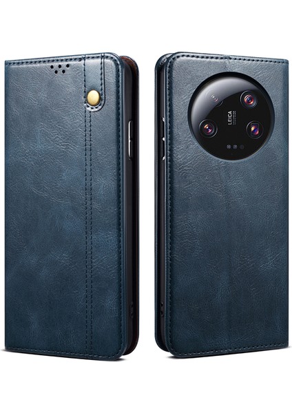Xiaomi Için 13 Ultra Deri Cüzdan Telefon Kılıfı Mumsu Çılgın At Doku Stand Telefon Kapak Mavisi (Yurt Dışından)