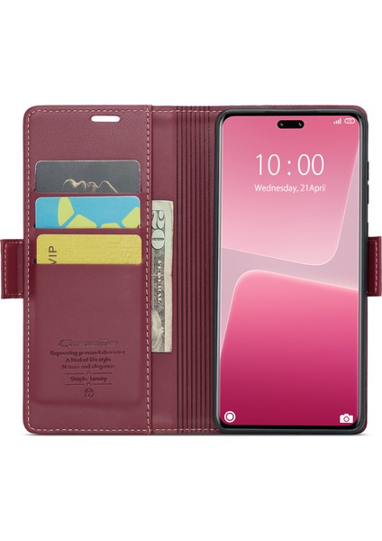 Xiaomi 13 Lite/civi 2 5g Anti-Çizelge Anti-Slatch Telefon Kılıfı Rfıd Engelleme Pu Deri Flip Cover-Red (Yurt Dışından) fiyatları