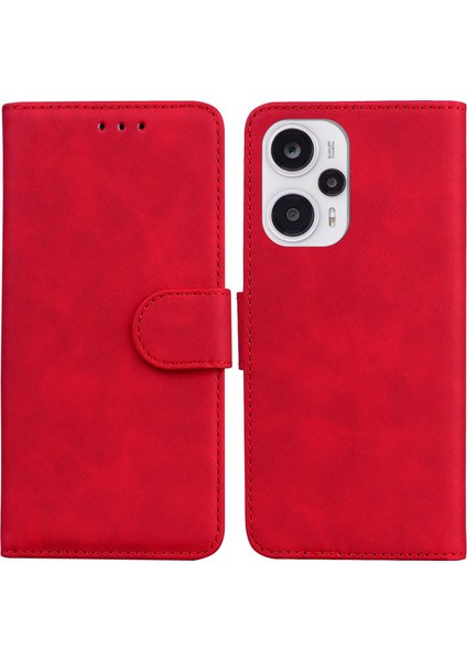 Xiaomi Redmi Için Cüzdan Kılıfı Not 12 Turbo/poco F5 5g, Stand Pu Deri Telefon Kapak-Kırmızı (Yurt Dışından)