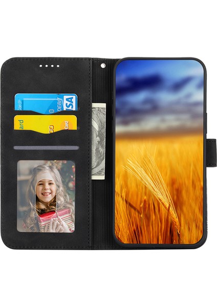 Dierfeng Df-03 Xiaomi Poco X5 5g/redmi Için Telefon Kılıfı Not 12 5g (Global)/(Çin) Hatlar Baskılı Katlanır Stand Deri Cüzdan Kapağı Black (Yurt Dışından)