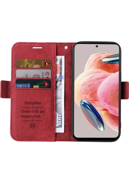 Xiaomi Redmi Için Şok Geçirmez Kılıf Not 12 4g Anti-Drop Pu Deri Telefon Kapak-Kırmızı (Yurt Dışından) fiyatları