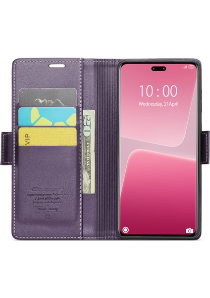 Xiaomi 13 Lite/civi 2 5g Anti-Çizelge Telefon Kılıfı Rfıd Engelleme Pu Deri Flip Kapak Morası (Yurt Dışından) fiyatları