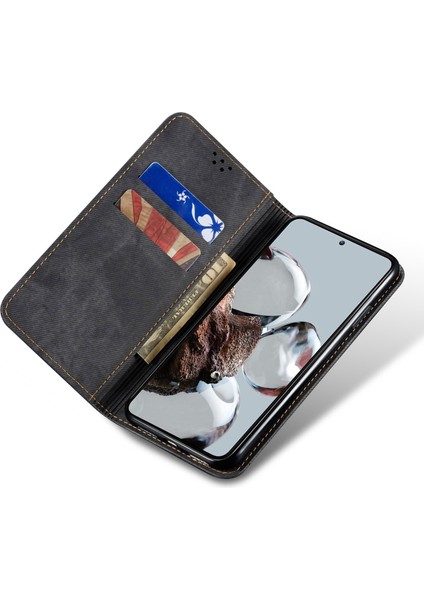 Xiaomi Için Redmi Note 12 5g (Global)/(Hindistan)/(Çin)/poco X5 5g Kot Kot Kumaş Doku Pu Tam Koruma Telefon Kılıfı Stand Manyetik Emilim Flip Cüzdan Kapak Black (Yurt Dışından) fiyatları