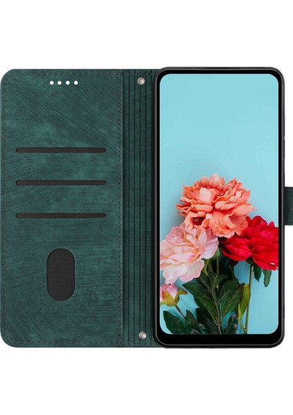 Xiaomi Için Redmi Note 12 Turbo/poco F5 5g Baskılı Çizgiler Deri Telefon Kılıfı Stand Telefon Kapak Yeşil (Yurt Dışından)