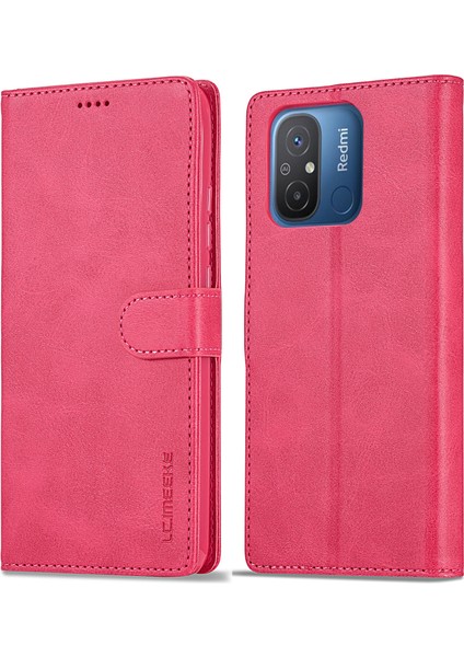 Xiaomi Redmi Için 12C 4G/11A 4g Bırak-Kötü Telefon Kılıf Buzağı Doku Cüzdan Stand Deri Cep Telefonu Kapak Pembe (Yurt Dışından)