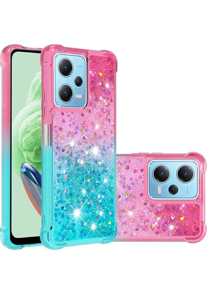 Xiaomi Için Redmi Note 12 4g Gradyan Akışlı Sıvı Şok Geçirmez Tpu Telefon Kapak-Pembe+Gökyüzü Mavisi (Yurt Dışından)