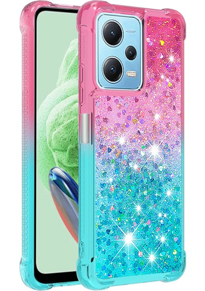 Xiaomi Için Redmi Note 12 4g Gradyan Akışlı Sıvı Şok Geçirmez Tpu Telefon Kapak-Pembe+Gökyüzü Mavisi (Yurt Dışından) modelleri