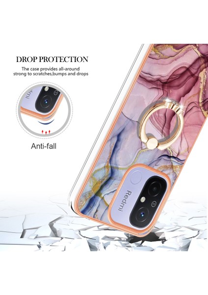 Xiaomi Redmi Için 12C 4G/11A 4g Mermer Desen Telefon Kılıfı 2.0mm Tpu Elektrutmuş Kenar Kickstand Cover-Rose Gold (Yurt Dışından) indirimleri