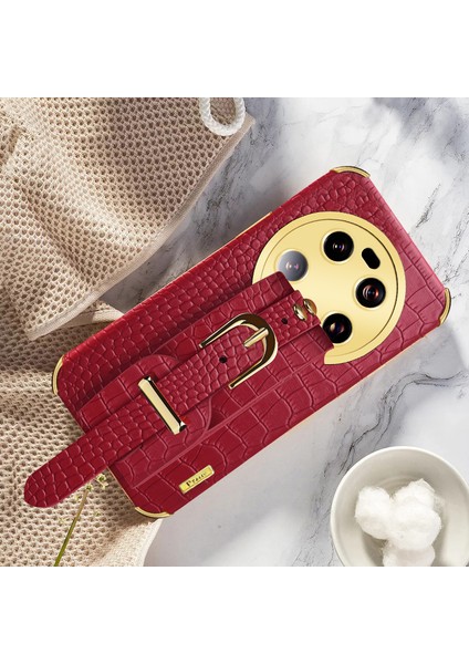 Xiaomi Için 13 Ultra Elektrokaplama Telefon Kılıfı Pu Deri Kaplamalı Tpu Kapak Kıck Kırmızı (Yurt Dışından) indirimleri