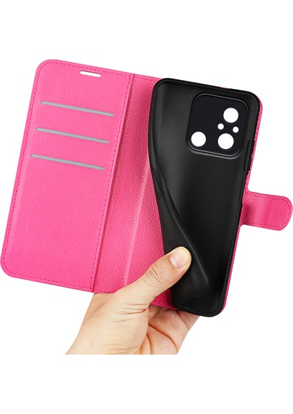 Xiaomi Redmi Için Koruyucu Telefon Kılıfı 12C 4g Litchi Doku Doku Anti-Çizelge Deri Deri Kapak Cüzdan Stand-Lose (Yurt Dışından)