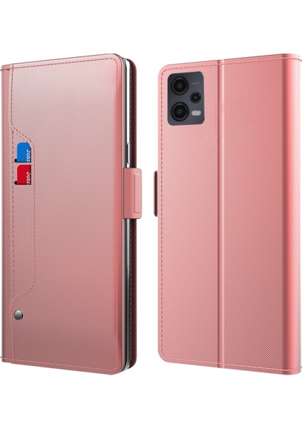 Xiaomi Redmi Için Note 12 5g (Hindistan)/(Çin)/(Global)/poco X5 5g Ayna Telefon Kılıf Kart Tutucu Deri Deri Stand Telefon Kapak Gül Altın (Yurt Dışından)