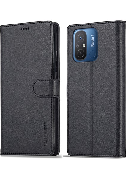 Xiaomi Redmi Için 12C 4G/11A 4g Damla Geçirmez Telefon Kasası Buzağı Doku Cüzdanı Deri Cep Telefonu Kapak Black (Yurt Dışından)